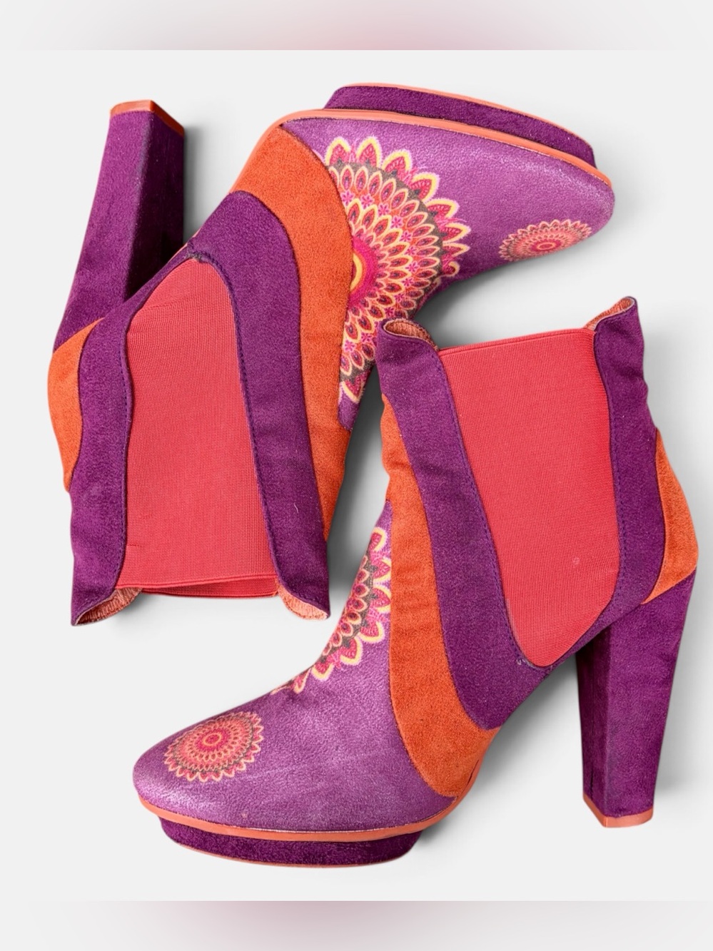 Desigual Heeled Ankle Boot Sz 38 US 7.5 Platform Galicia Whimsigoth Retro Mandal